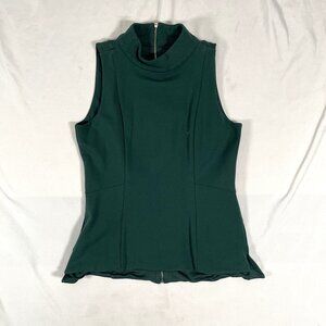 White House Black Market Dressy Tank Size 4 Mock Neck Full Zip Dark Green